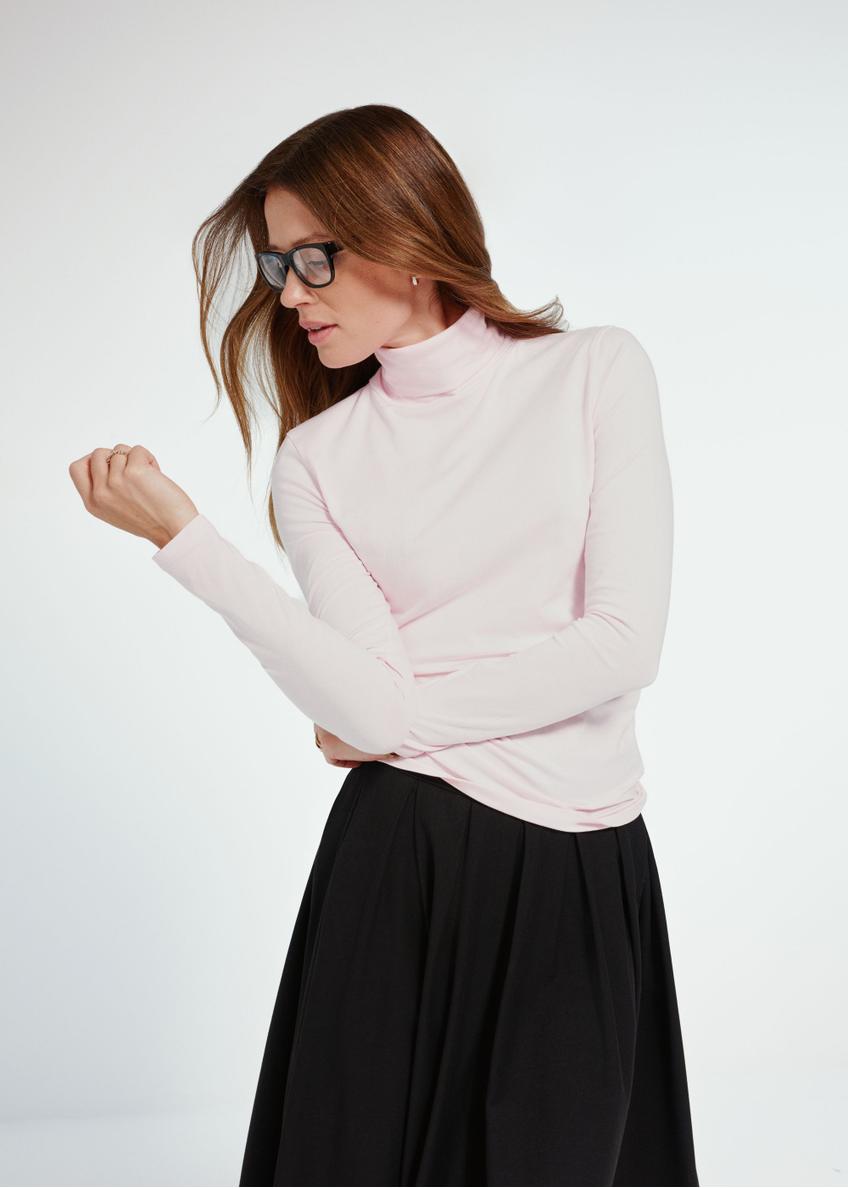 Light pink women's turtleneck blouse LSLDT-0040-34(Z24)-01