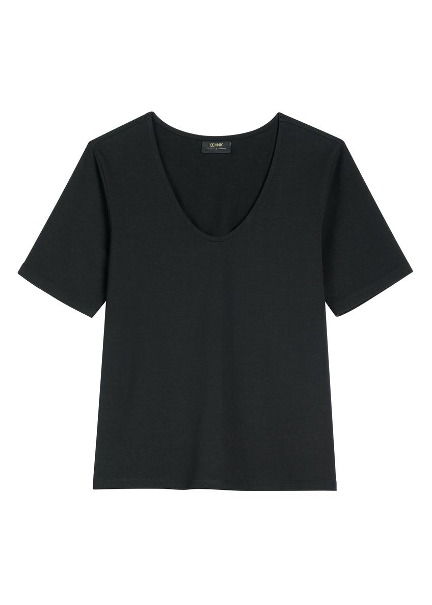 Black cotton women's T-shirt TSHDT-0151-99(W26)