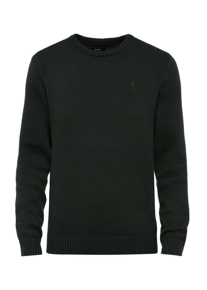 Green men's cotton sweater SWEMT-0147-54(Z24)-01