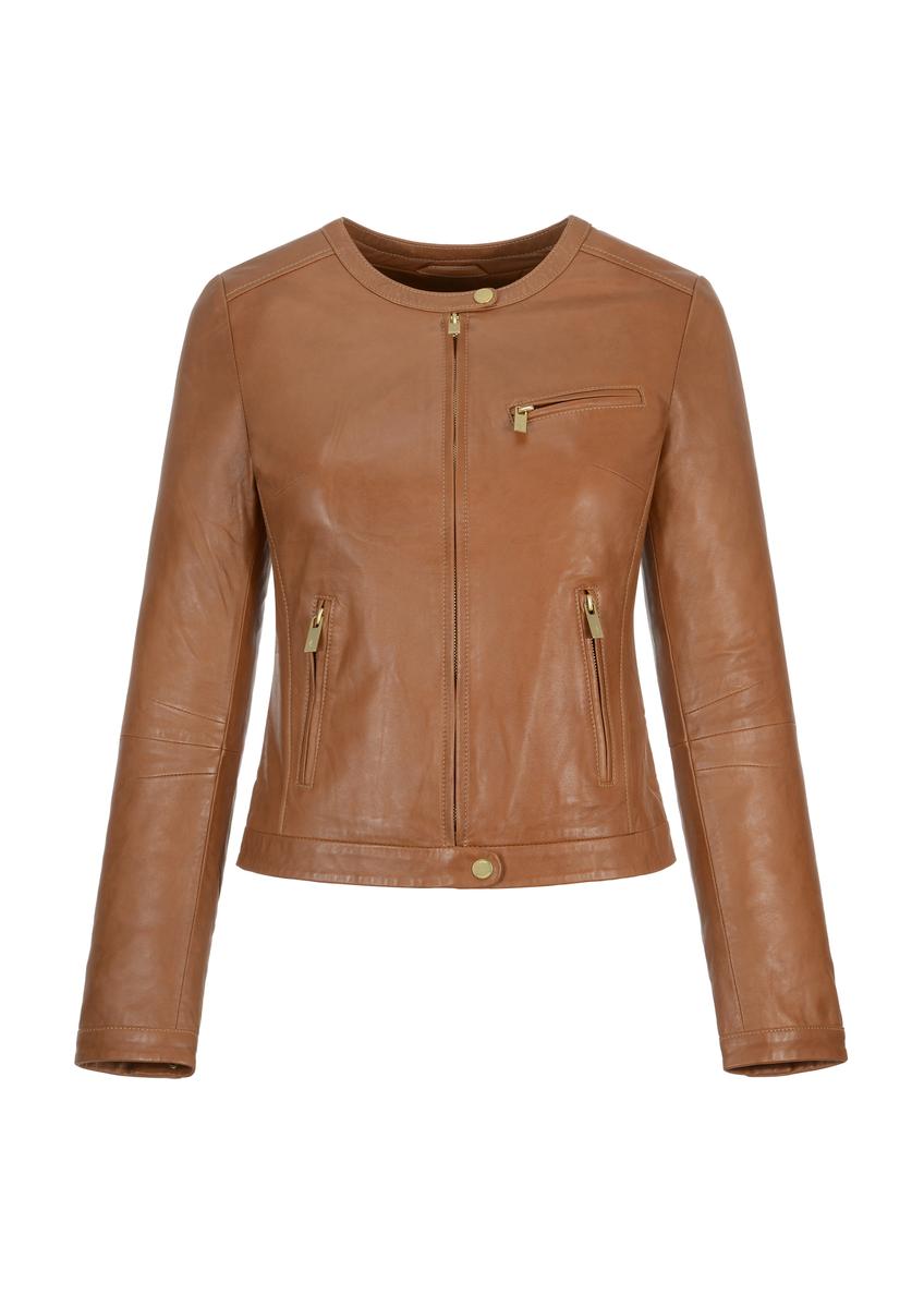 Women's brown leather jacket KURDS-0154-4155(W23)-05