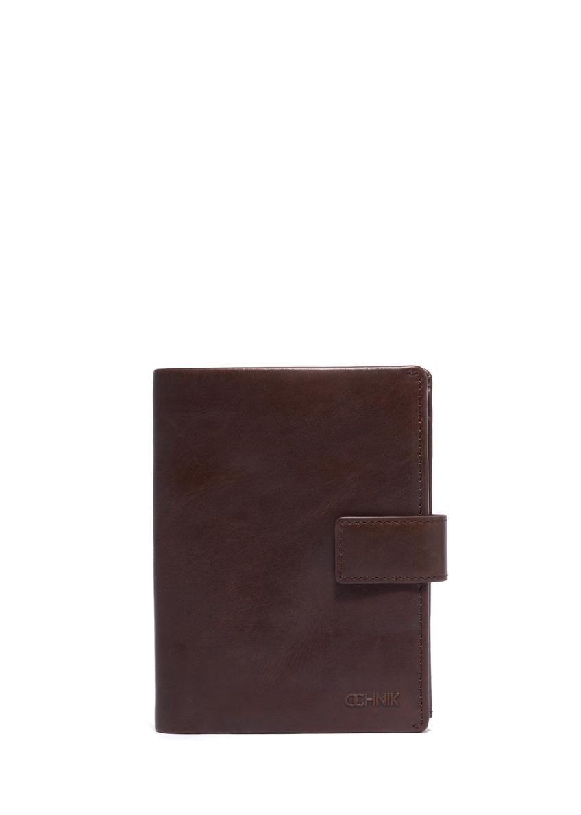 Brown leather men's wallet PORMS-0735-1I(Z26), front product view on white background.