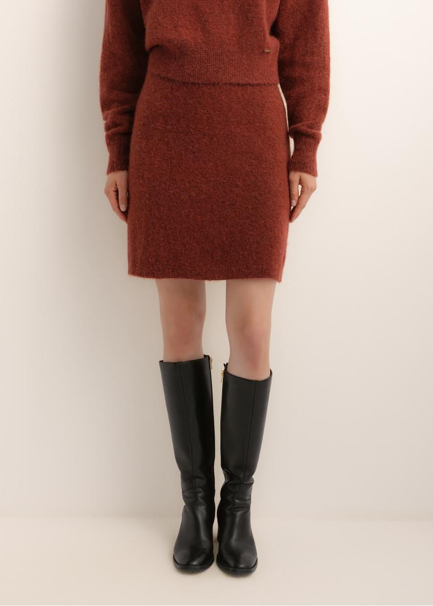 Red Alpaca Wool Pencil Skirt SPCDT-0139-3D(Z26)