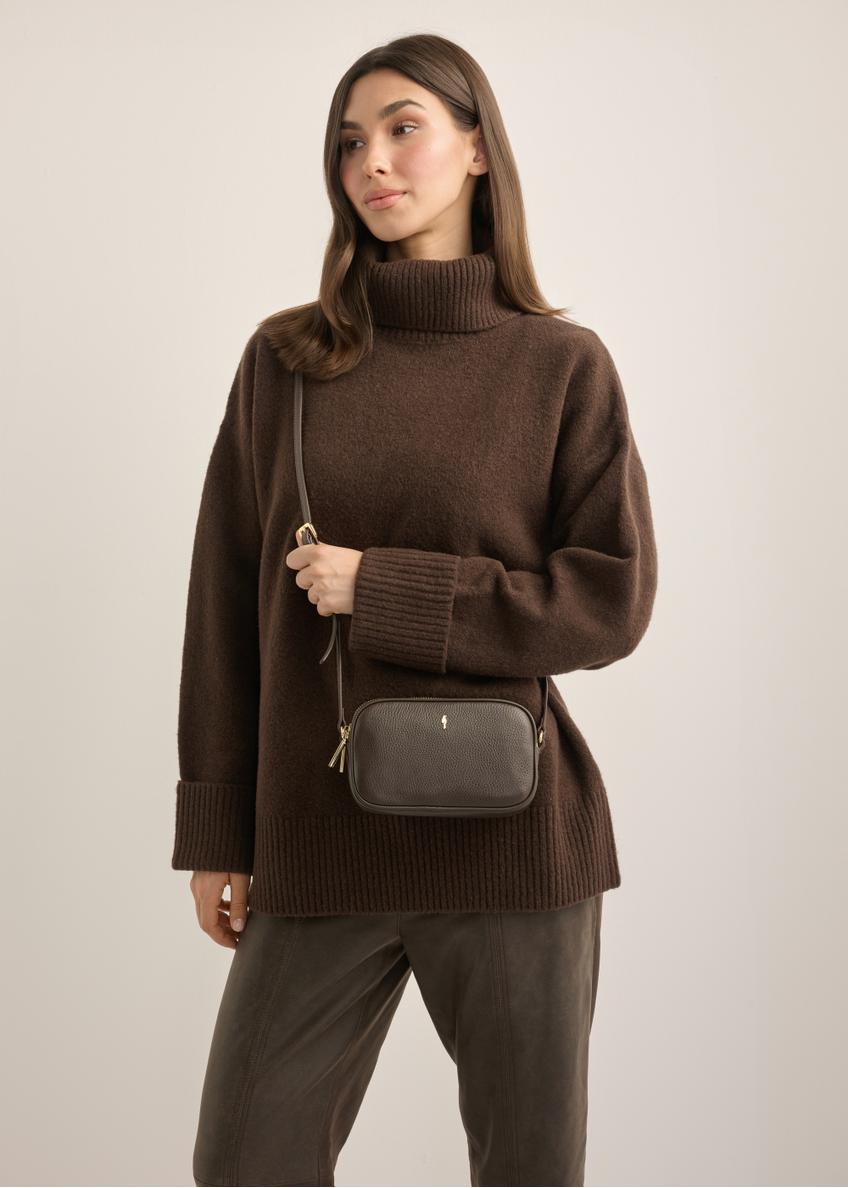 Small dark brown leather women's handbag TORES-1152-1I(Z26)