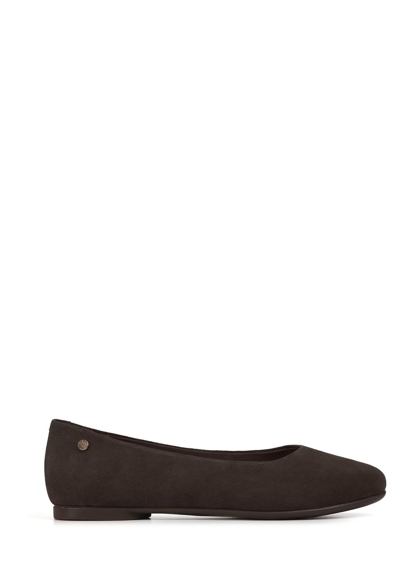 Women's suede ballet flats in brown BUTYD-1247-1I(W26)