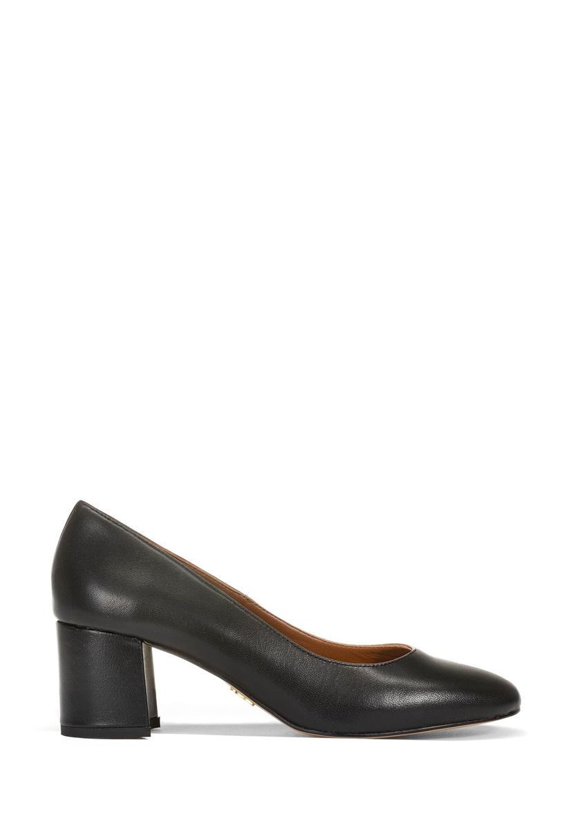 Black leather pumps with a block heel BUTYD-1170-99(W25)