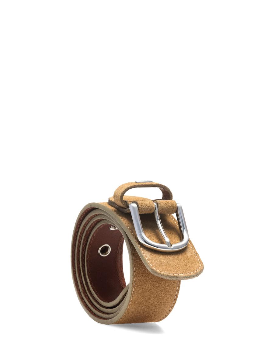 Dark beige leather women's belt PASDS-0319-81(W25)