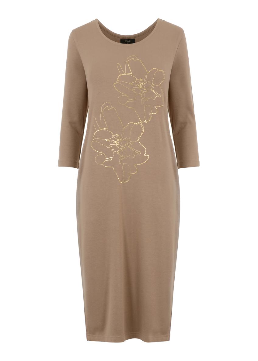 Brown printed dress SUKDT-0152-24(W23)-03