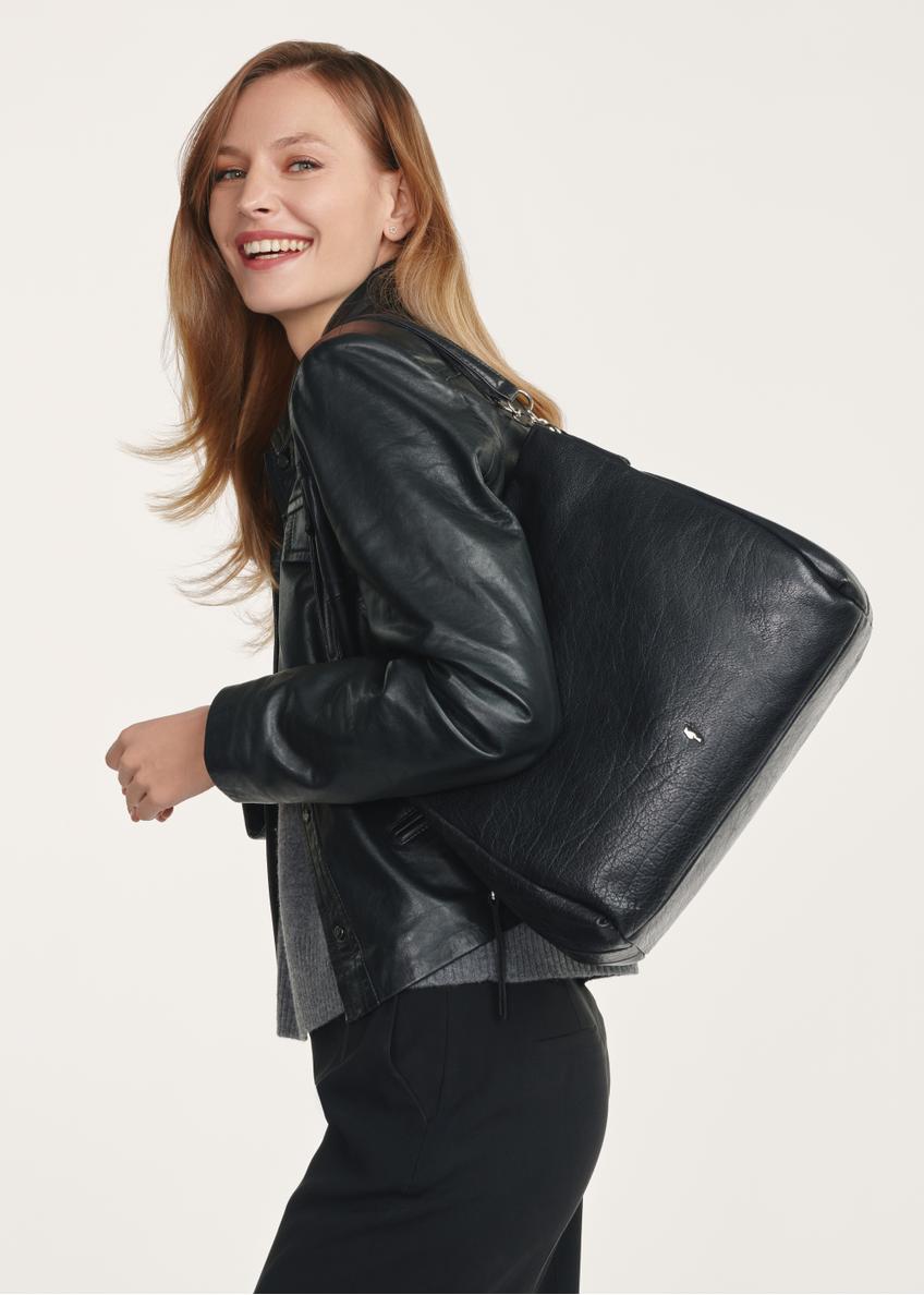 Black leather women's shopper bag TORES-0636D-99(Z25)