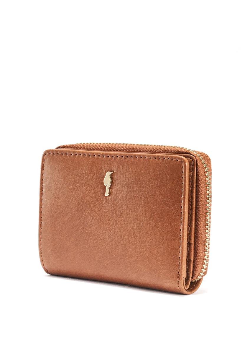 Small women's leather wallet in cognac color PORES-0963-1F(W26)