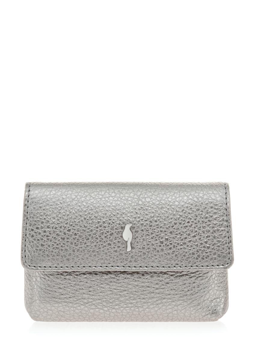 Small silver leather wallet with chain PORES-0871-92(Z23)-06