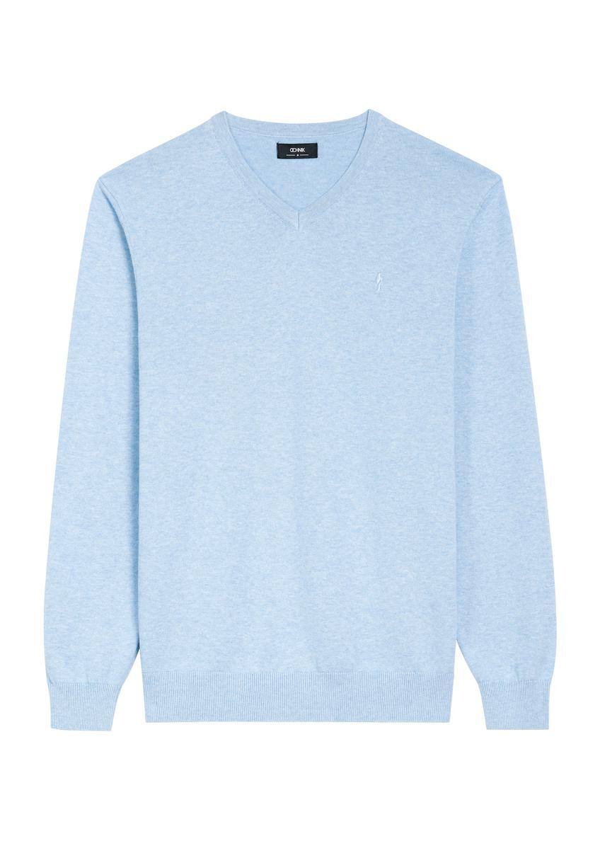 Blue men's sweater with logo SWEMT-0159A-61(Z25)
