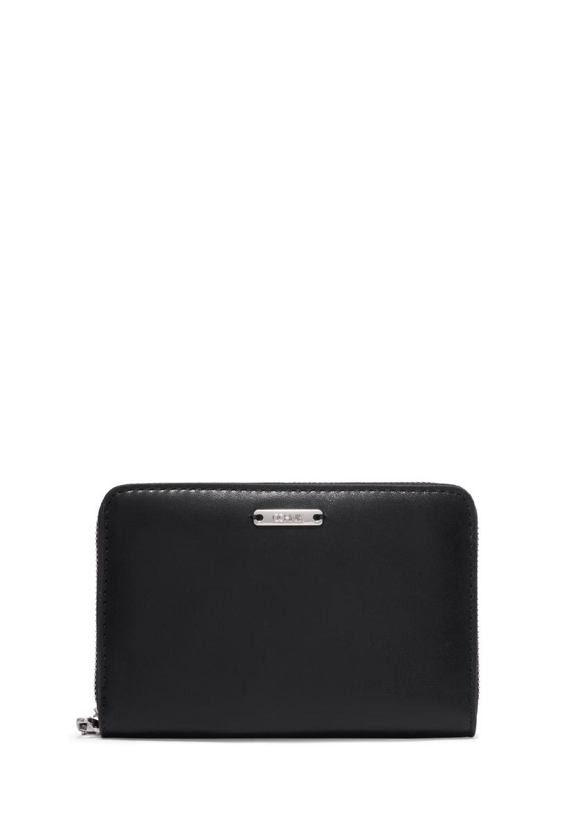 Black leather women's wallet PORES-1000-99(Z26), front product view on white background.