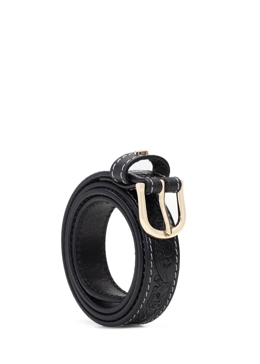 Black leather women's belt PASDS-0334-98(Z25)