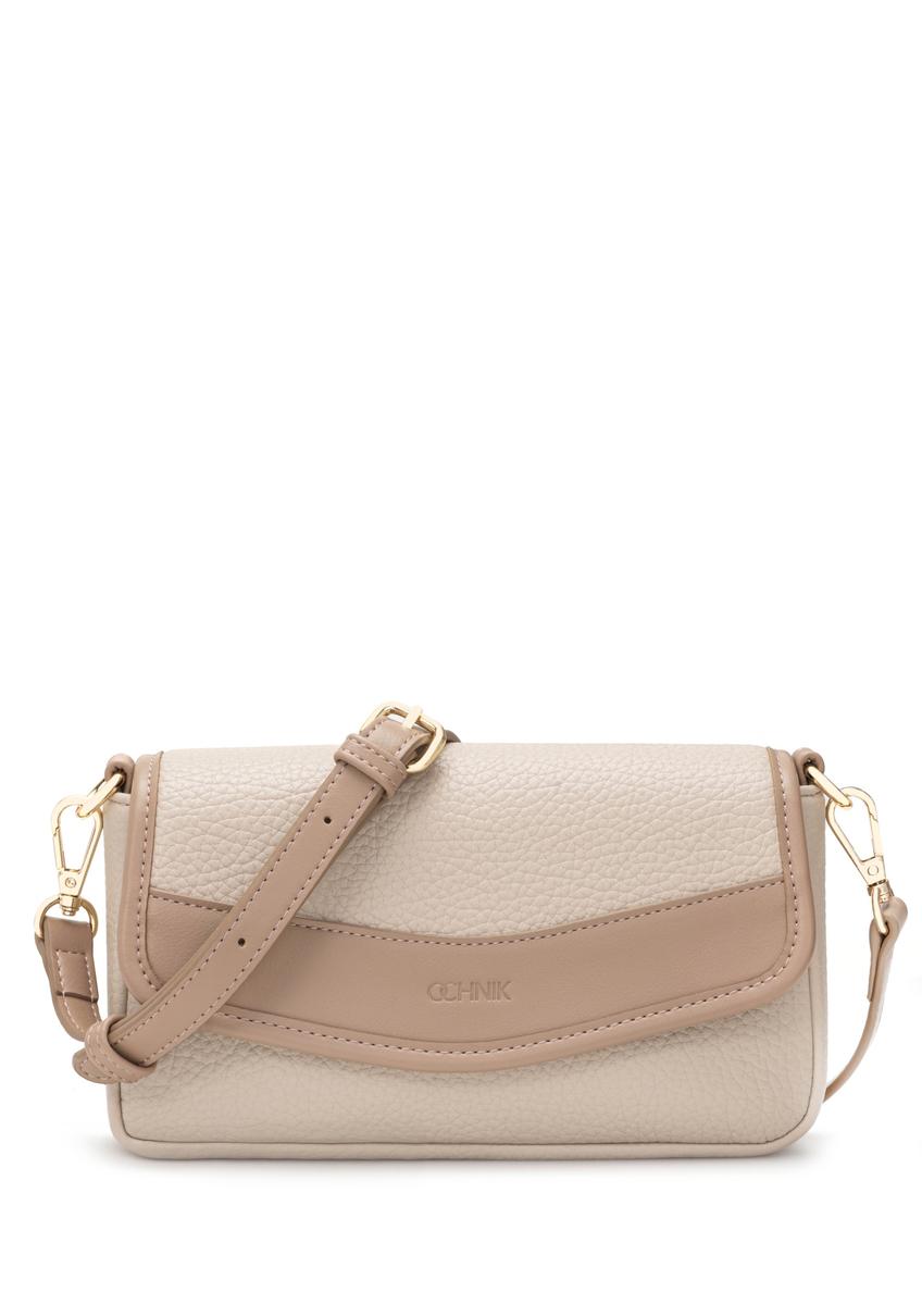Small beige women's handbag TOREC-1163-1D(W26), front product view on white background.