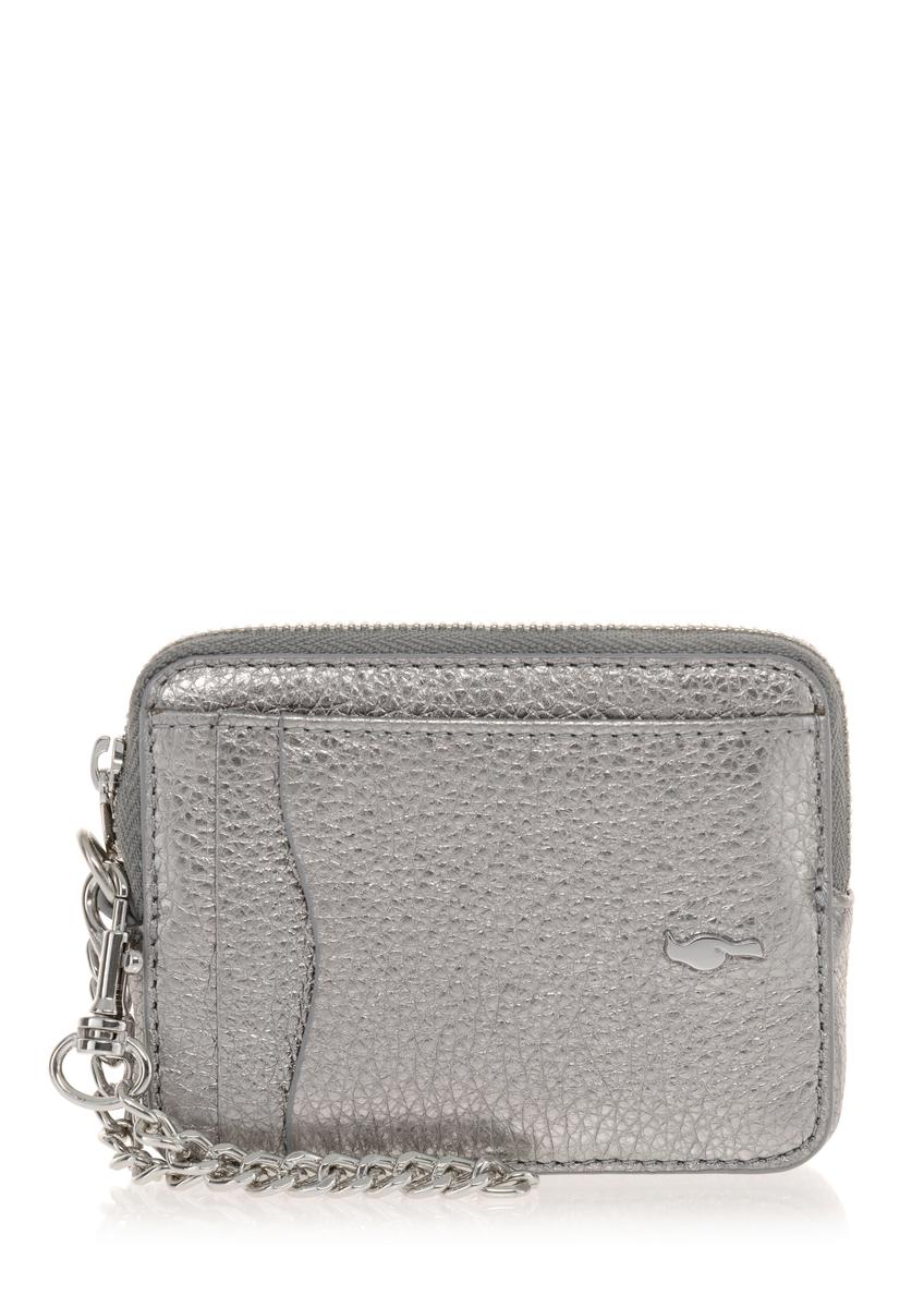 Small silver leather wallet with chain PORES-0873-92(Z23)-06