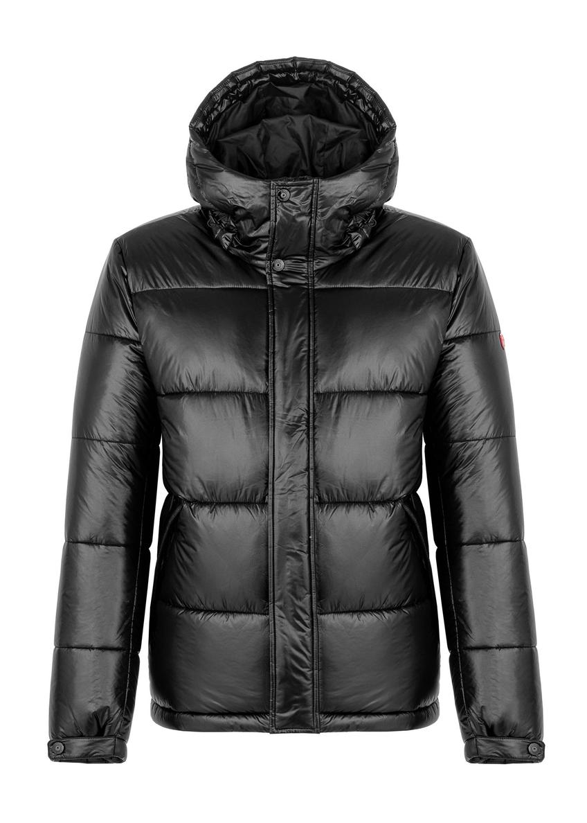 Men's black insulated jacket with hood KURMT-0340-99(Z25)