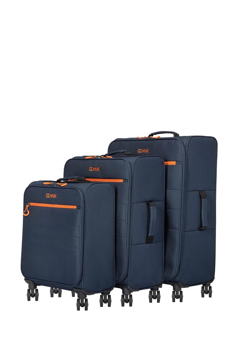 Set of 19"/24"/28" wheeled suitcases WALNY-0045-7D(W26) - front view of the product, on a white background.