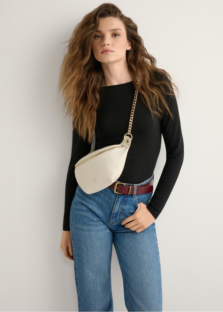 Women's cream-colored waist bag TOREC-0788-0B(W26)