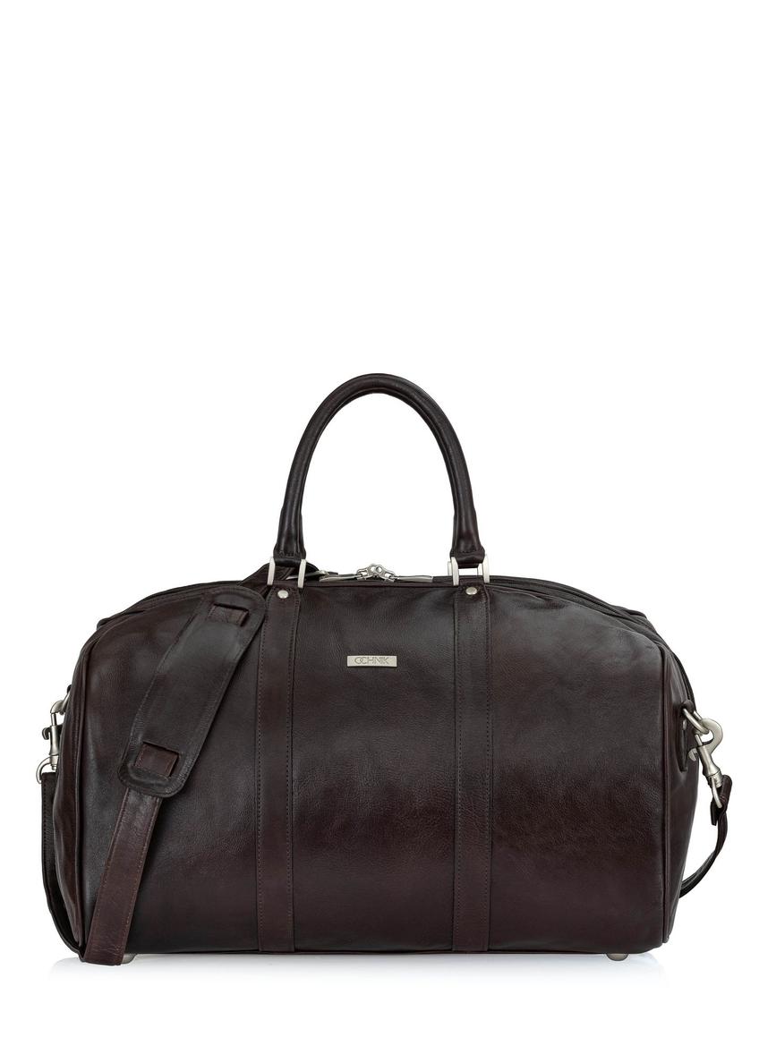 Dark brown leather men's travel bag TB-250-90(KS)-08