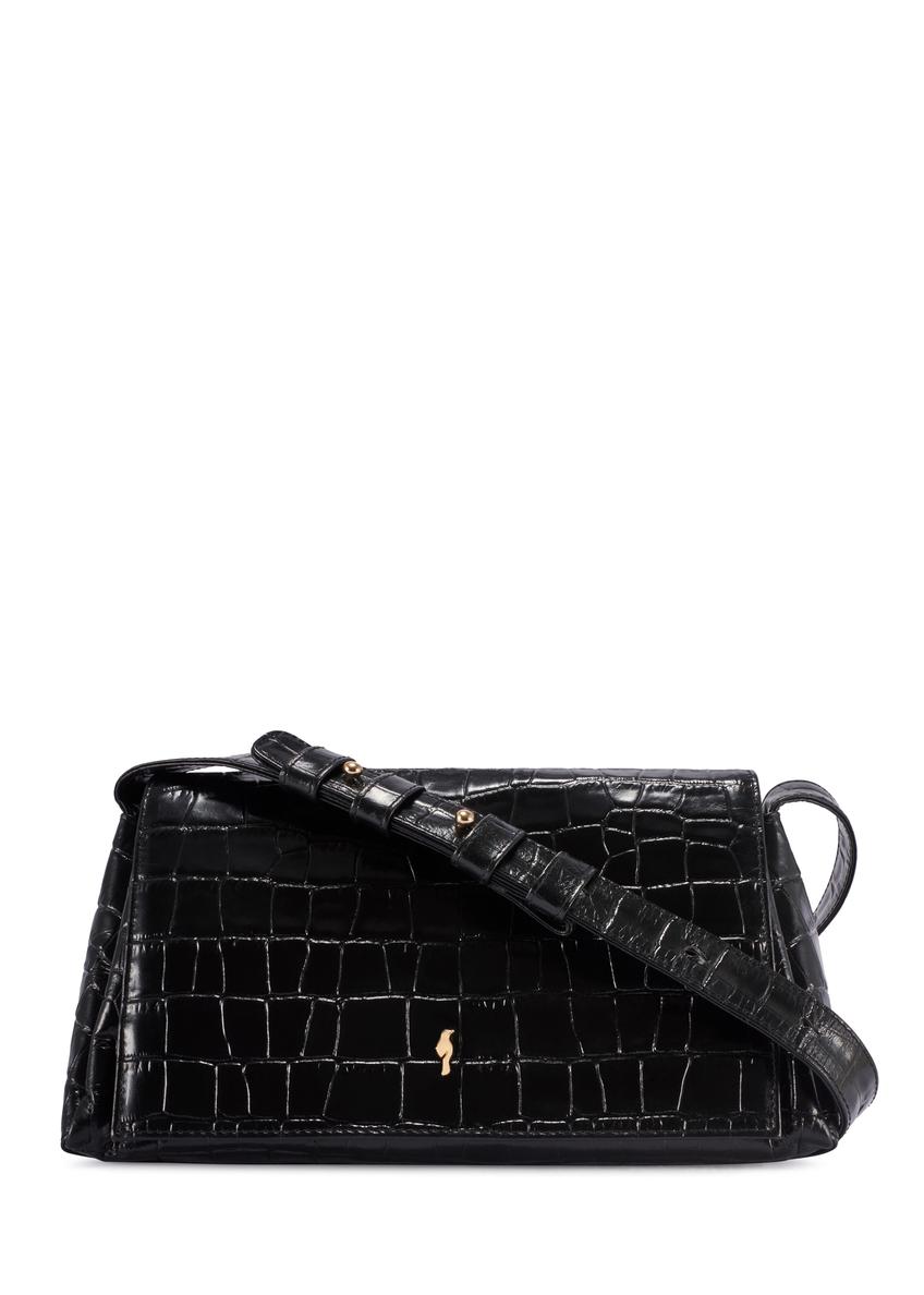 Black leather croco women's handbag TORES-1234-9G(W26)
