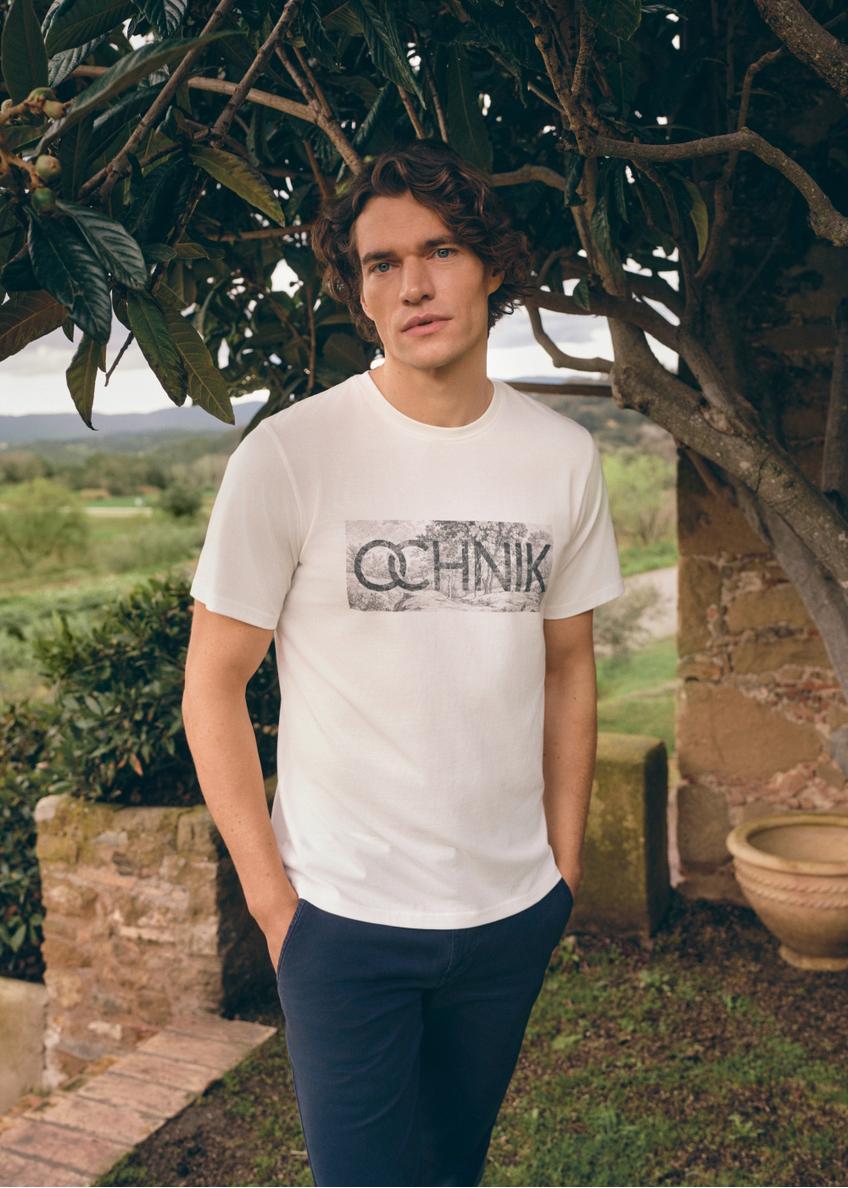 White men's t-shirt with logo TSHMT-0128-12(W25)