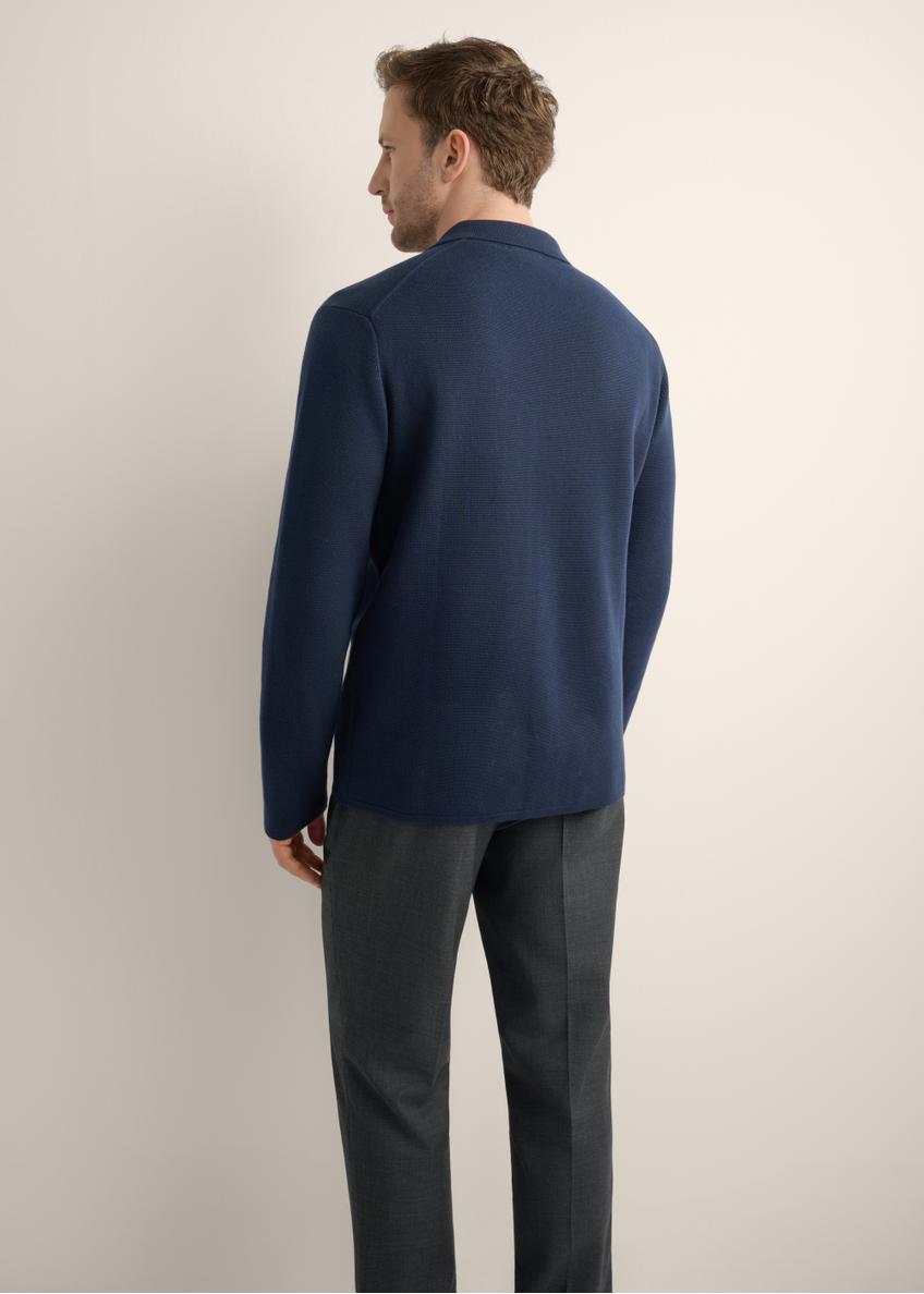 Dark navy blue cotton men's zippered sweater SWEMT-0192-7E(Z26)