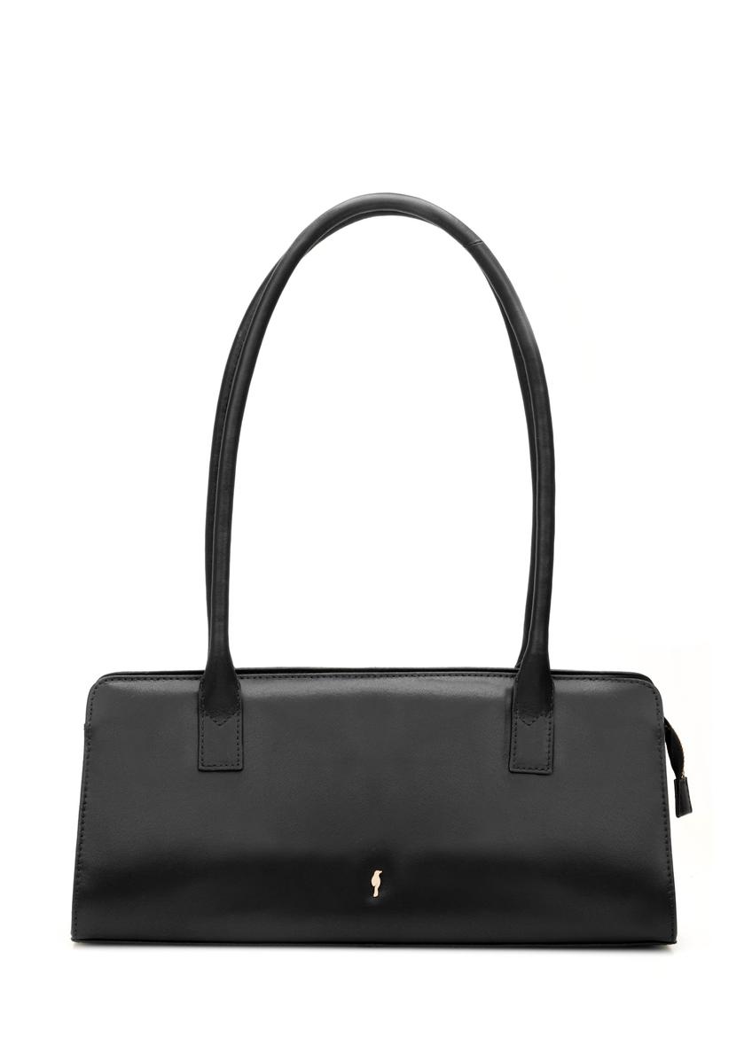 Black leather oblong women's handbag TORES-1259-99(W26), front product view on white background.
