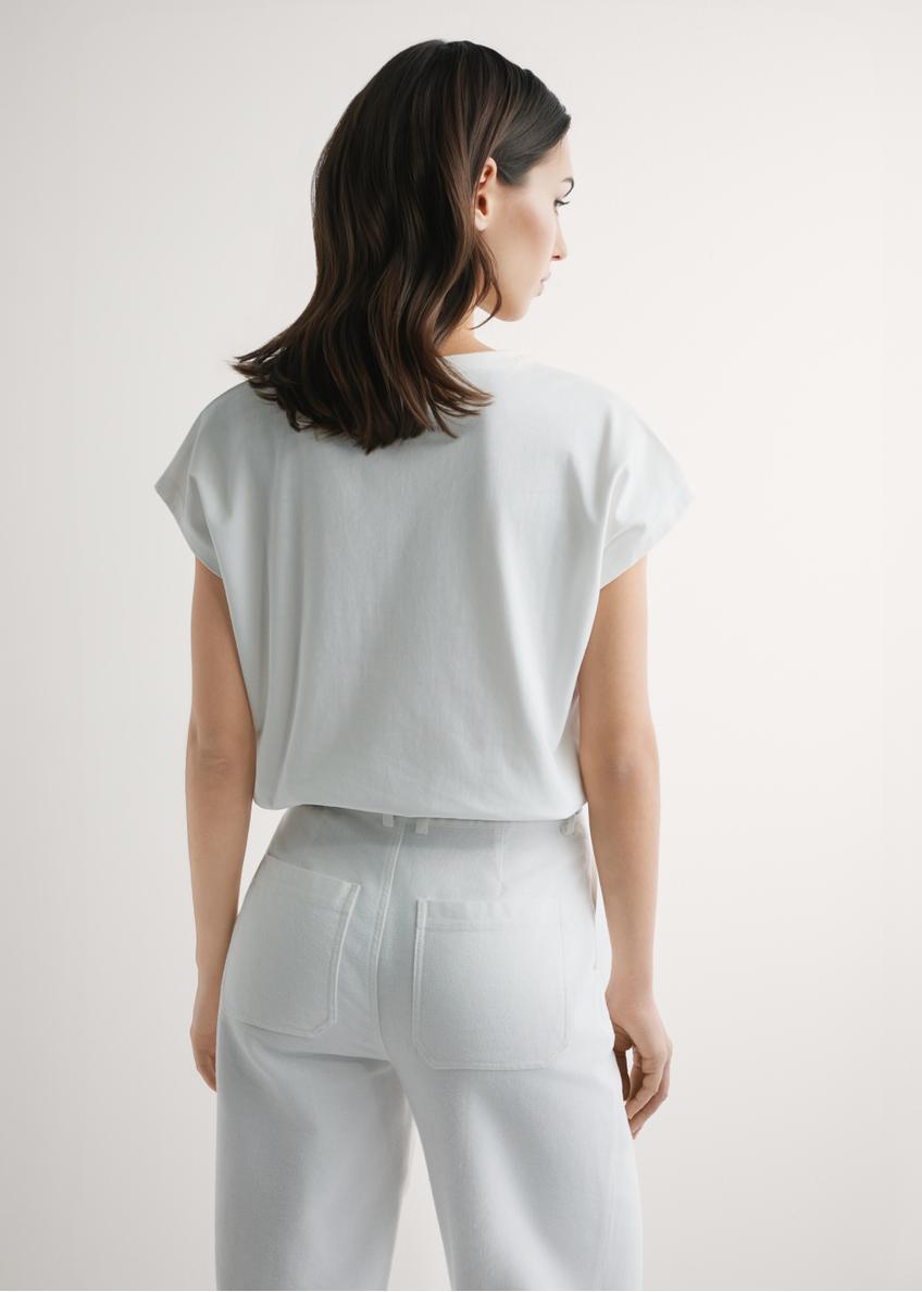 Cream women's T-shirt with print TSHDT-0160-0B(W26)