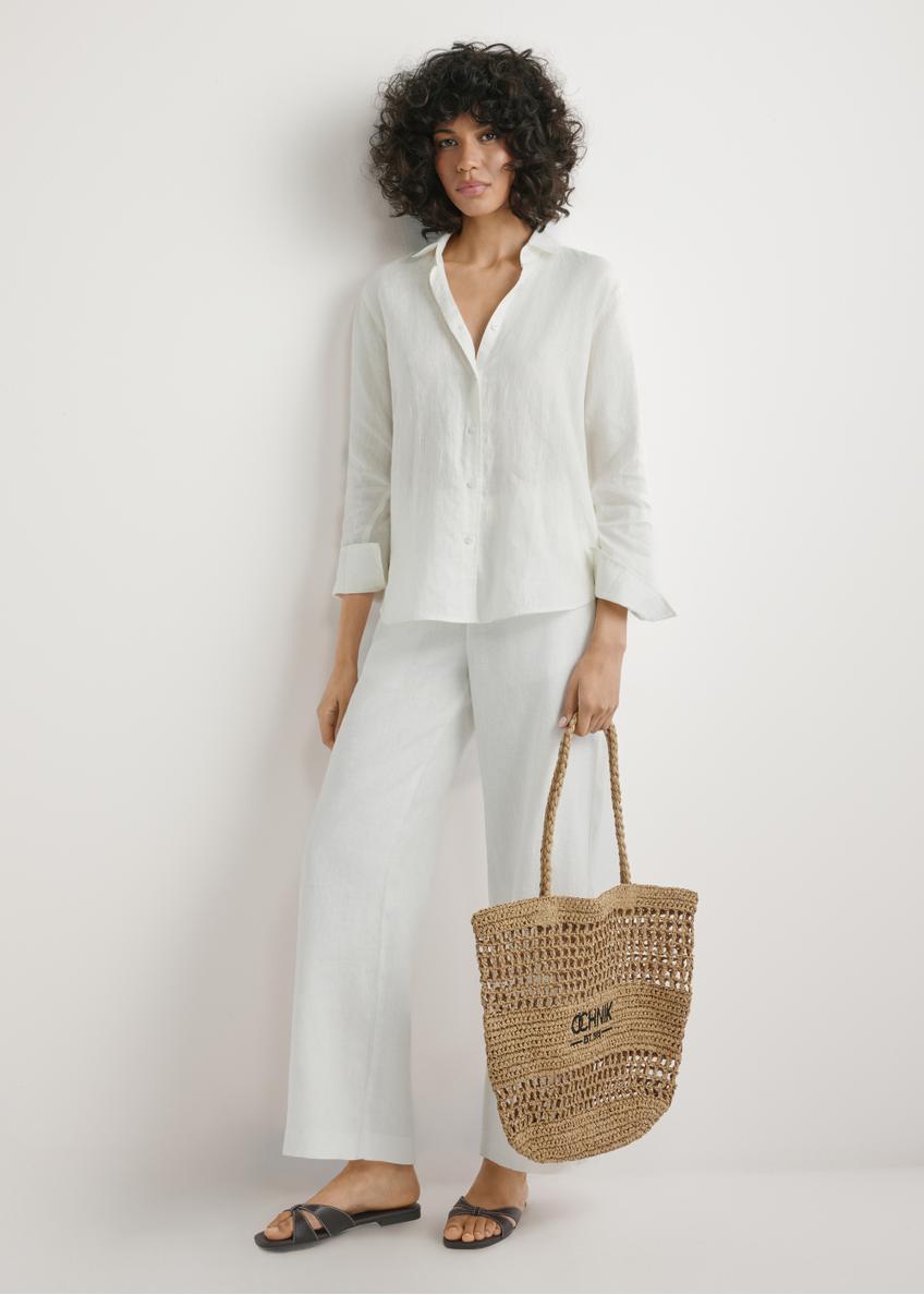 Beige straw women's shopper bag TOREC-0924-1E(W26)