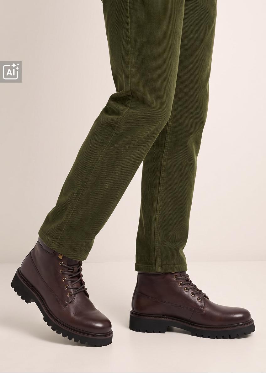 Dark brown leather men's ankle boots BUTYM-0579-1I(Z26)