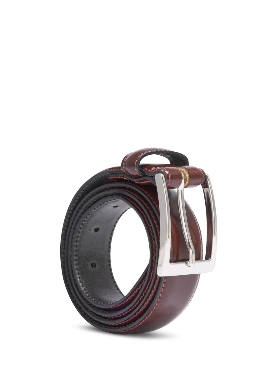 Men's brown leather belt PASMS-0244-1I(Z26)
