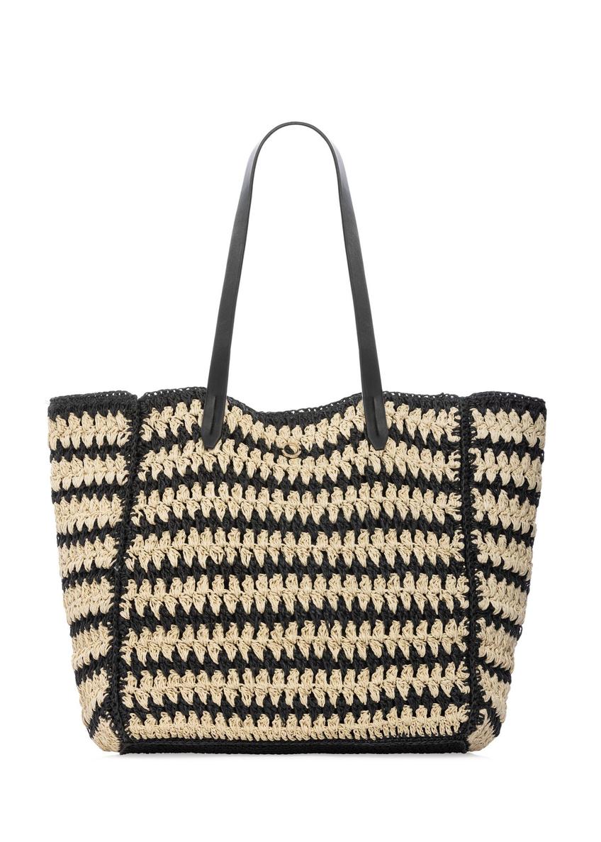 Women's handbag made of natural straw TOREC-1226-1E(W26) - front product view, on a white background.