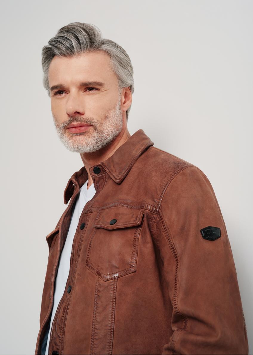 Brown leather jacket for men KURMS-0335-2078(W24)-01