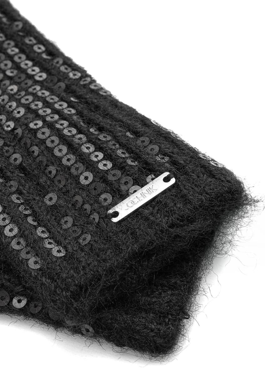 Black women's wool blend gloves REKDT-0034-99(Z25)
