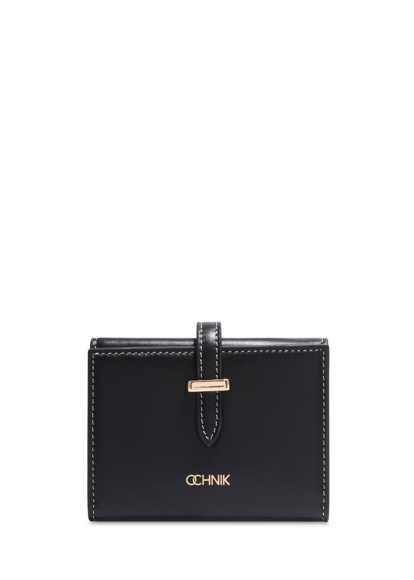 Black leather women's wallet PORES-1007-99(Z26), front product view on white background.