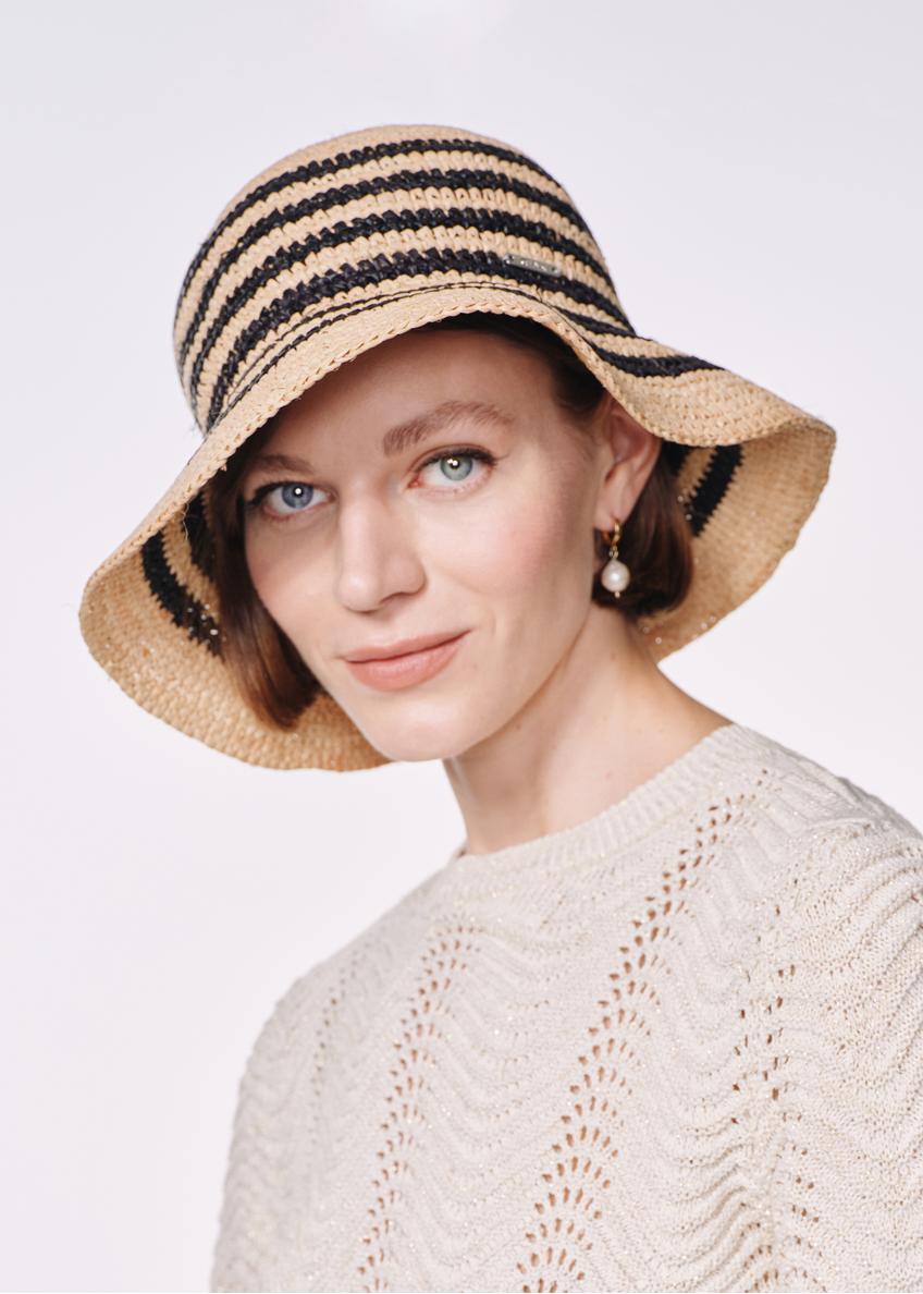 Women's straw hat with black stripes KAPDT-0036-23(W25)