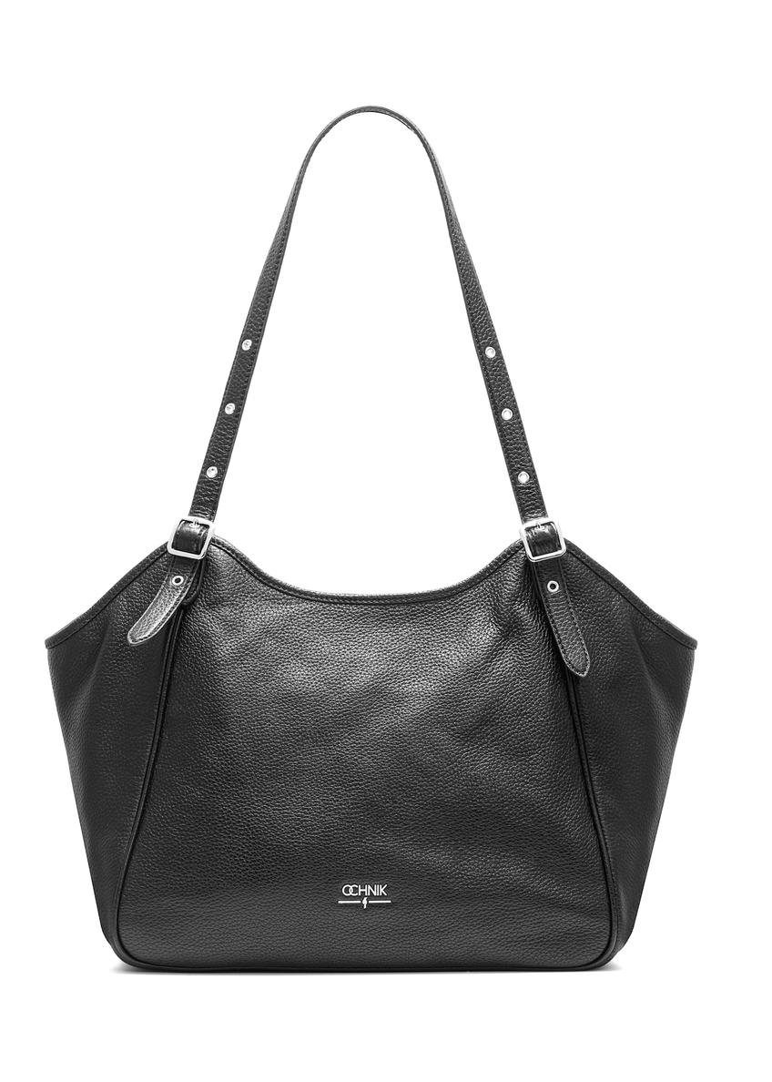 Black leather large women's handbag TORES-1042D-99(Z25), front product view on white background.