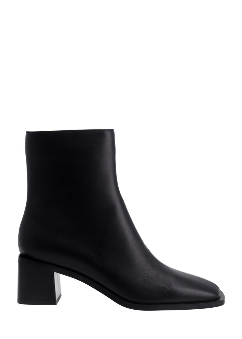 Women's leather ankle boots in black BUTYD-1300-99(Z26), side view of the product on a white background.