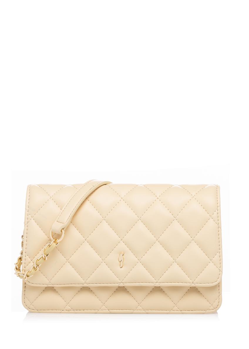 Yellow small quilted women's handbag TOREC-1033-2A(W26), front product view on white background.