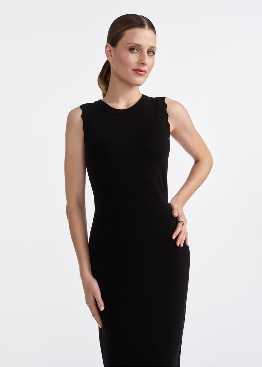 Black fitted midi dress SUKDT-0224-99(W25)