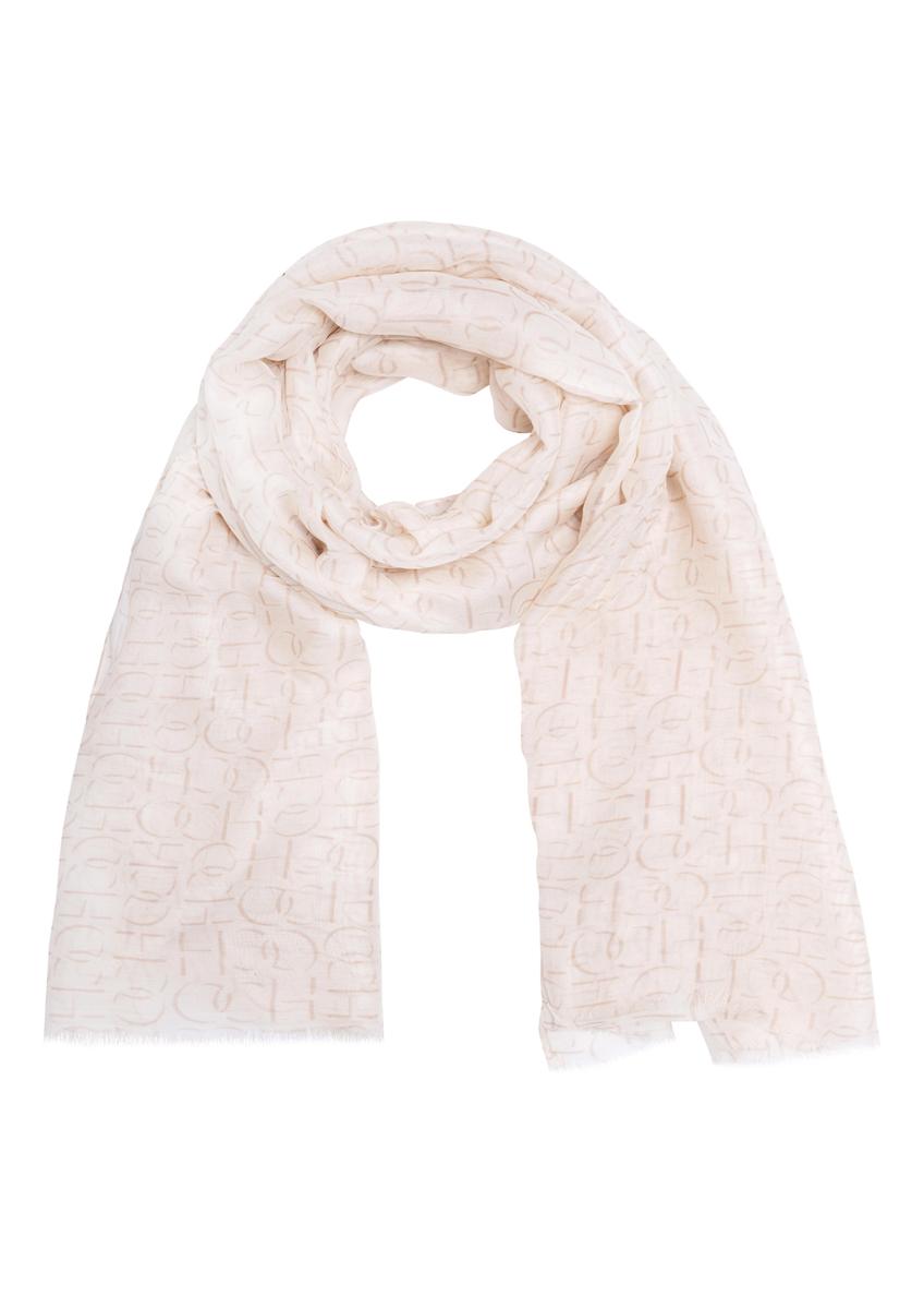 Beige women's scarf with monogram SZADT-0156-80(W24)