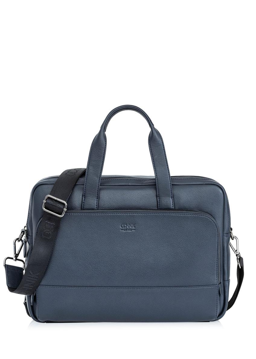 Navy blue leather men's bag TORMS-0020D-69(W25)