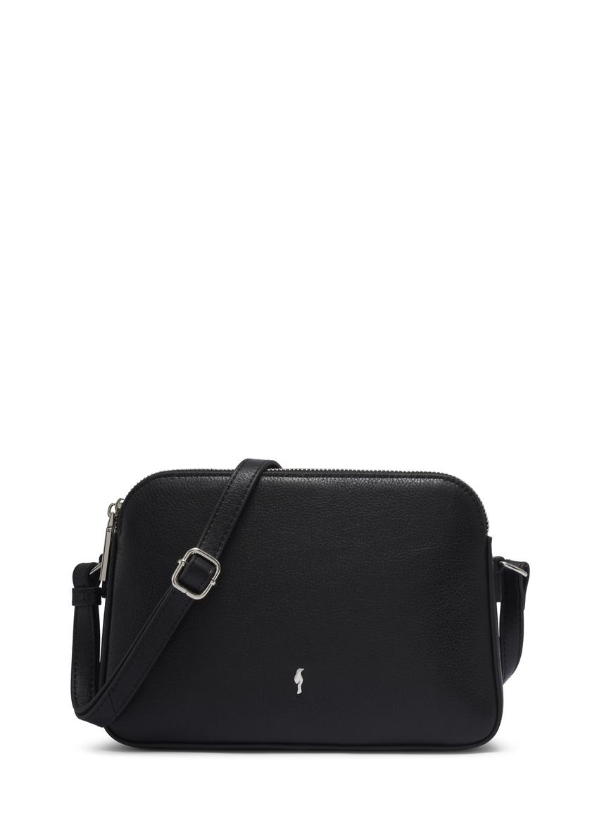 Small black leather women's handbag TORES-1353-99(Z26), front product view on white background.
