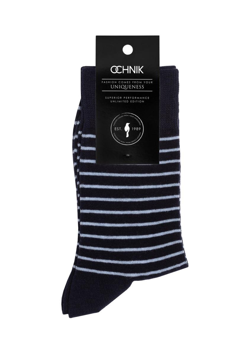 Long navy blue striped men's socks SKAMT-0176-69(Z23)