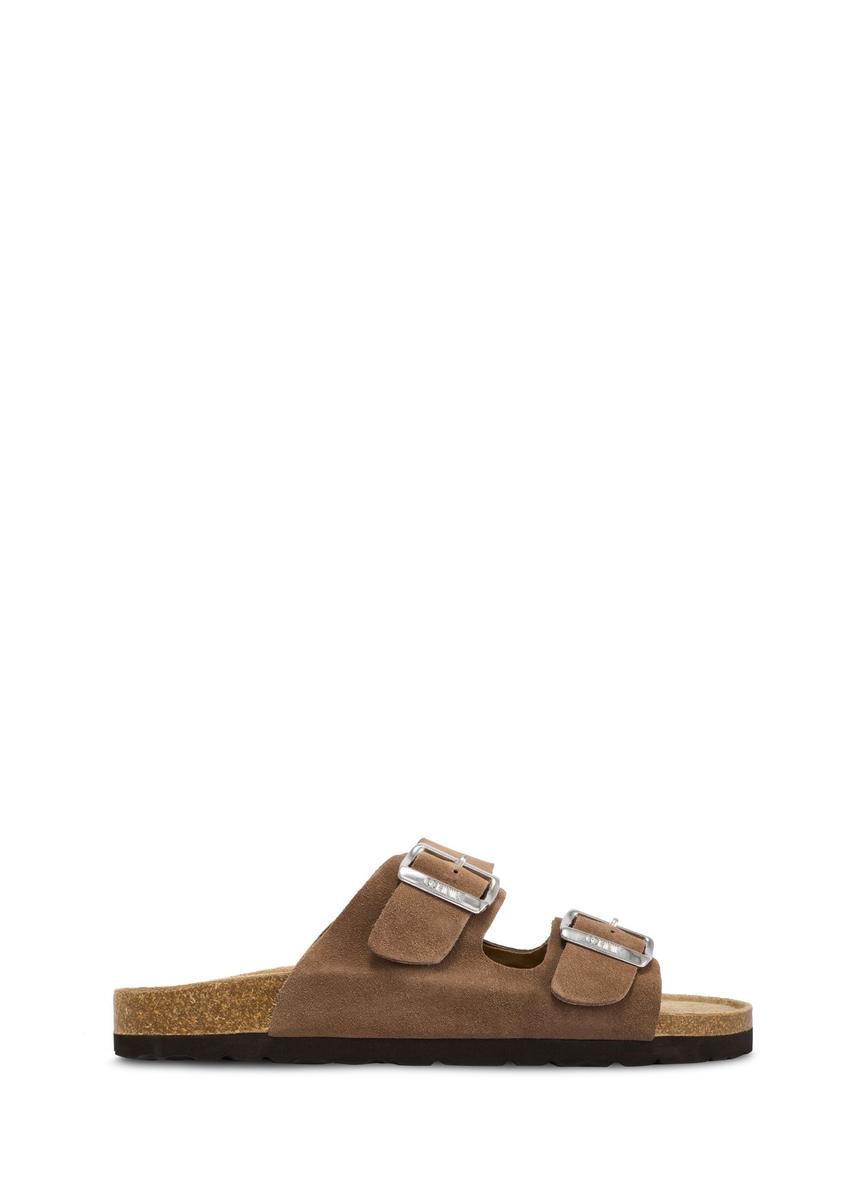 Men's leather flip-flops in camel color BUTYM-0495-1D(W26)