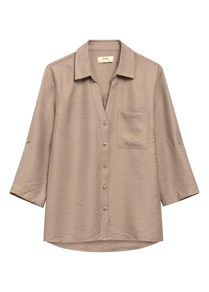 Dark beige women's shirt KOSDT-0157A-1D(W26)