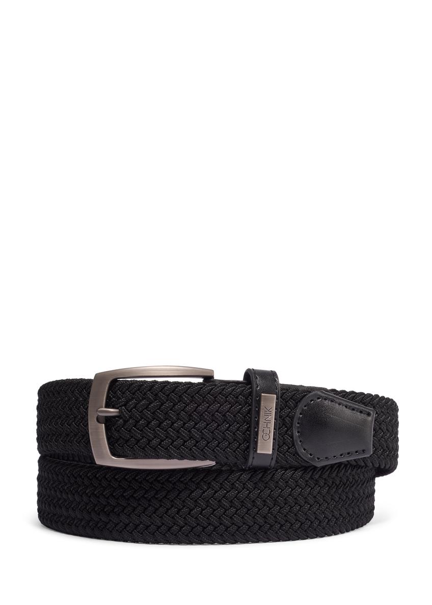 Black braided men's belt PASMT-0004-99(Z26)