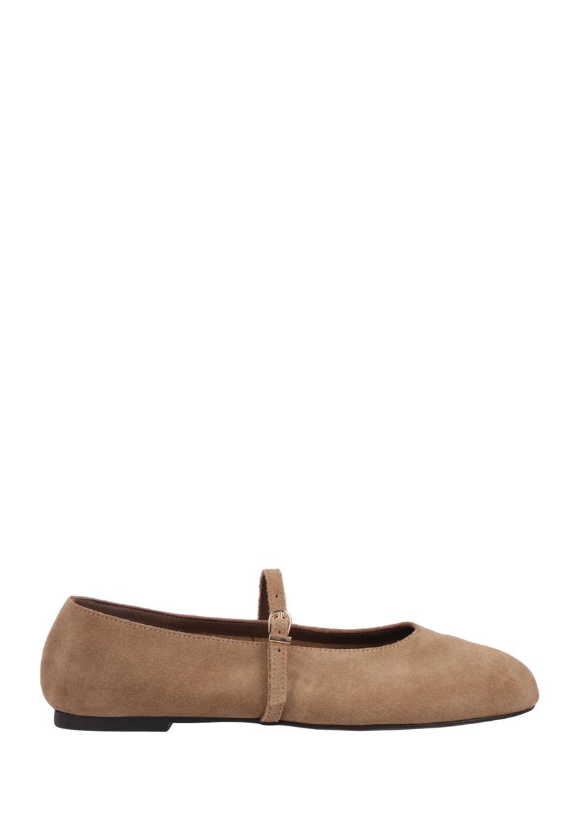 Women's suede ballet flats in cool beige BUTYD-1309-1K(Z26)
