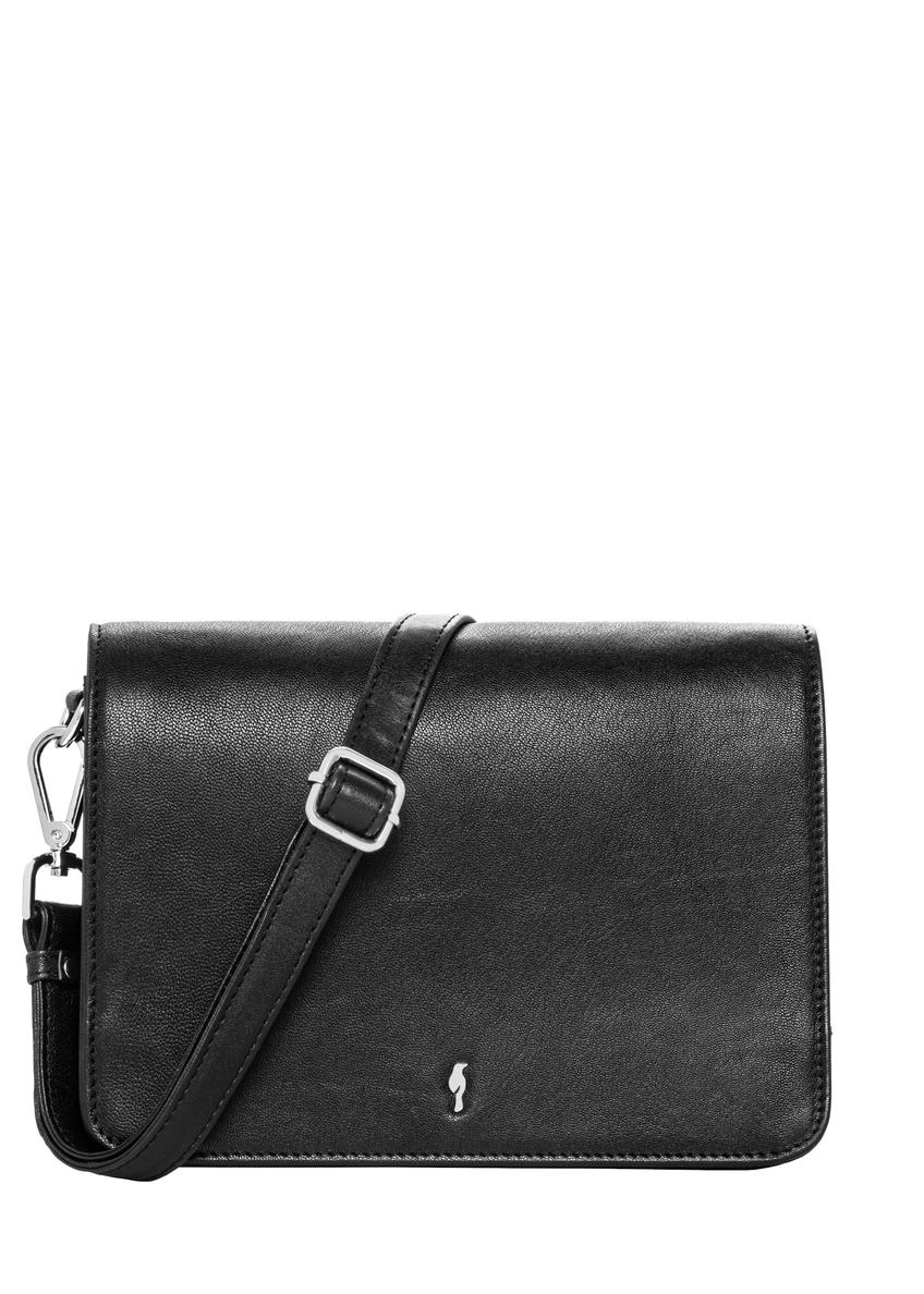 Women's black leather crossbody bag TORES-1316A-99(Z26), front view on a white background.