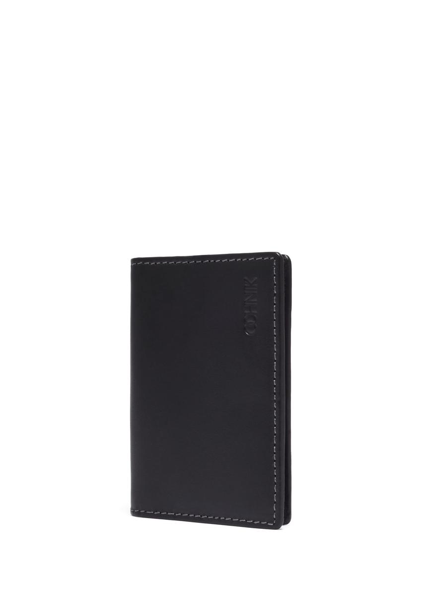 Black leather card case PORMS-0703-99(Z26)